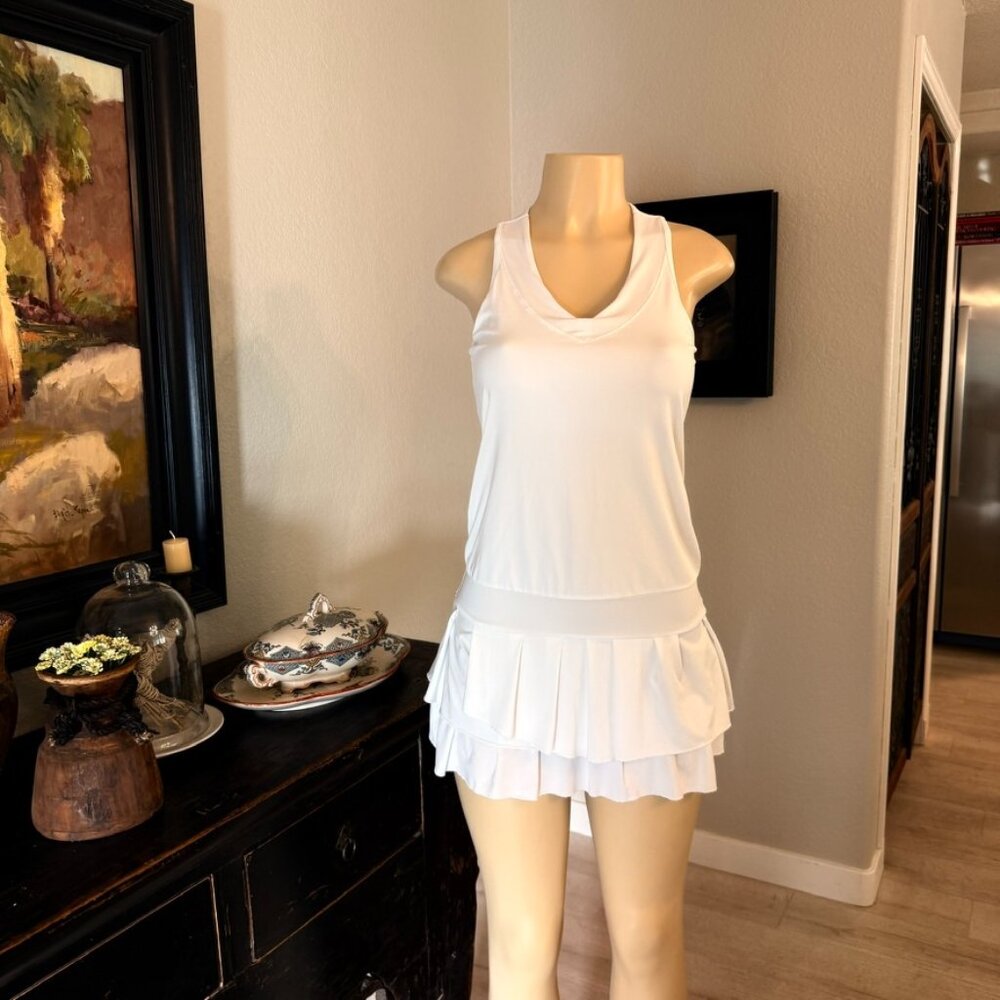 LUCKY IN LOVE White Tennis Dress w/ Built in Shelf Bra